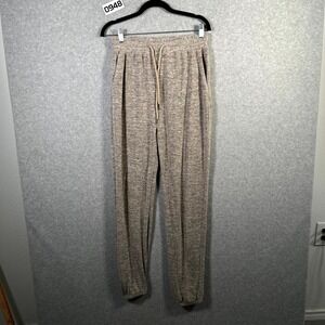 I Believe Jogger Pants Womens Large Heather Gray Drawstring Waist Lounge Wear